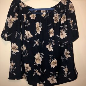 Off the shoulder shirt with flower designs